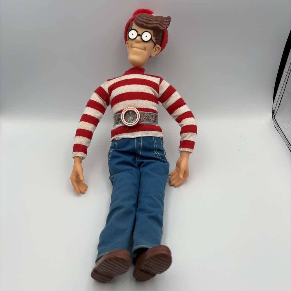 Vintage 1991 Mattel Where's Waldo 18" Plush Doll & Belt VGUC
